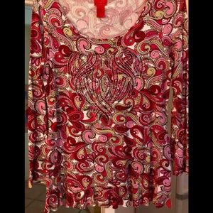 Boho Paisleys embellished heart on front plus size
